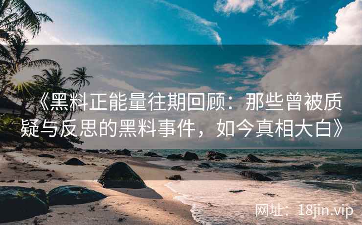 《黑料正能量往期回顾：那些曾被质疑与反思的黑料事件，如今真相大白》