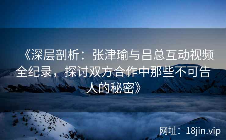 《深层剖析：张津瑜与吕总互动视频全纪录，探讨双方合作中那些不可告人的秘密》