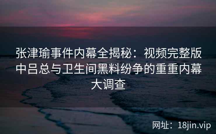 张津瑜事件内幕全揭秘：视频完整版中吕总与卫生间黑料纷争的重重内幕大调查